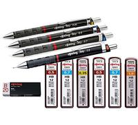 rOtring Tikky HB 0.7/0.5/0.35/1.0 Lot de 4 mines de rechange et gomme B20