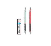 rOtring Tikky Lot de 2 porte-mines pastel avec recharges à haute teneur en polymère HB 0,7 mm Bleu opale rose thé