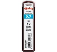 rOtring Tikky Recharge mines pour porte-mines, 0,7mm - B, étui de 12 mines B G