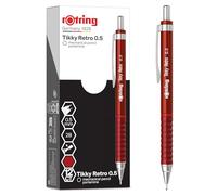 Rotring Tikky rétro Crayons mécaniques | 2B 0,5 mm | Corps rouge | avec grip ondulé confortable | 12 unités