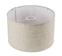 ROTTOGOON 27,9 x 27,9 x 20,3 cm, assemblage requis pour lampadaire, lampe de table, lampe de chevet, abat-jour tambour en tissu, style moderne classique, montage araignée, lin, beige