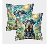 Rottweiler Dog - Fantaisie Art Cosmique Housse Coussin 2 Pièces Art Taie d'oreiller Decoratif Housses Coussin pour Salon Maison De Campagne 50x50cm