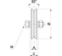roue 140mm V Groove 2 roulements à billes - Lot de 2