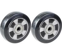 roue 152mm 6" caoutchouc noir avec centre en aluminium capacité 660kg, jeu de 2