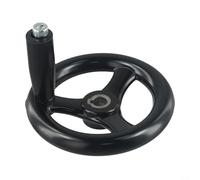 Roue à main industrielle 160 mm poignée réglable en plastique (12 x 125 mm) | Grand diamètre de 200 mm, idéal pour les tours, ajustement de tige standard, taraudé pour une prise en main amovible