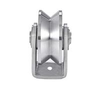 Roue à rainure en V de 7,6 cm en acier inoxydable, roue de rail robuste, roulette rigide pour portail coulissant, double roulement pour portail coulissant