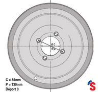 Roue base creche 6.00x10 4/0 85x130N S14 4/8 750KG 9006P2 - SONAMIA - S009735