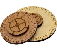 Roue cryptée - Roue cryptée Wiel - Énigmes d'escape room - Modèle en deux parties - 11,2 x 8,6 cm - Marron