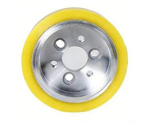 Roue d'alimentation en polyuréthane pour raboteuse à quatre côtés avec six trous standard pour modèle RIA compatible avec les machines Qingcheng 140 mm x 30 mm Rouleau d'alimentation haute résistance