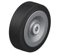 roue de 250 mm avec caoutchouc élastique noir sur centre en acier soudé