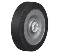 roue de 250 mm avec caoutchouc élastique noir sur centre en acier soudé