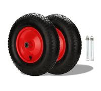 Roue de brouette Fiqops avec axe Roues en caoutchouc plein Roue de rechange Pneu 4.80/4.00-8 390 mm Roue de brouette pneumatique 4X