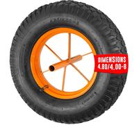 Roue de brouette gonflable EURO VANADIUM diamètre 375 mm axe 19 mm jante métal orange