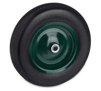 Roue de brouette Relaxdays 4.80 4.00-8, pneu en caoutchouc plein avec jante en acier, jusqu'à 120 kg, roue de secours anti-crevaison, noir/vert