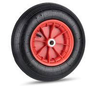Roue de brouette Relaxdays 4.80/4.00-8, pneumatique, roue de secours, jante en plastique, 120 kg, pneu avec valve, noir/rouge