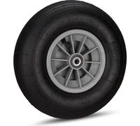 Roue de brouette Relaxdays, pneu 4.00-6, jante en plastique, pneumatique, 3 adaptateurs, roue de secours pour brouette, noir-gris