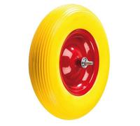 Roue de brouette - Universel - 480/400-8 - Jante rouge - Pneumatique jaune - Sur roulement à bille double étanchéité