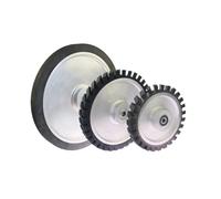 Roue de contact en caoutchouc, meuleuse à bande 150-350 × 25mm | Roue en caoutchouc 1 pièce for les travaux de meulage de la bande abrasive(Grooved rubber,6202 installed 15,250x25mm)