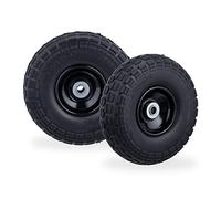 Roue de diable, lot de 8, en caoutchouc, 260x85 mm, increvables, 16 mm, 4.1/3.5-4 essieu, jusqu'à 150 kg, noir