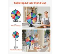 Roue de la fortune rotative de 610 mm, roue à 12 cases avec support, roulette « Win Fortune » à hauteur réglable avec tableau effaçable à sec et 2 marqueurs, 6 couleurs, montage facile, pour fêtes, ba