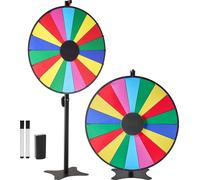 Roue de la fortune - Roue rotative avec support - Ø 91,4 cm - 18 cases - Hauteur réglable - Avec éponge à tableau & 2 marqueurs - Pour les fêtes, les bars, les foires - 6 couleurs