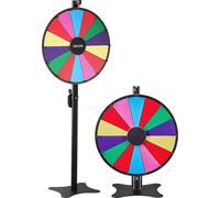 Roue de la fortune tournante de 610 mm, roue tournante à 14 fentes avec support, hauteur réglable Roulette Win Fortune avec tableau effaçable à sec et 2 marqueurs, 6 couleurs, assemblage facile, pour