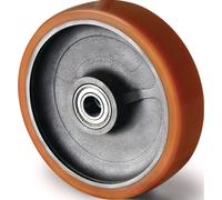 Roue de secours - 200 mm, capacité de charge 1 000 kg, polyuréthane/fonte, axe 20 mm, longueur du moyeu 60 mm