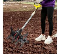 Roue décompacteuse 66 x 23 cm - Roue de guidage pour débroussailleuses/tronçonneuses - Lames de cultivateur robustes - Alliage d'aluminium et de cuivre résistant - Pour ameublir le sol et éliminer les