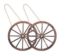 Roue en Bois Lot de 2 Vintage Décoration Murale, Western | Ambiance Rustique, Teinte Café, pour Portes et Crochets, Intérieur, Thème Western, Grain