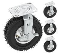 Roue en caoutchouc gonflable de 200 mm - Roue pivotante pour meubles - Gonflable - Rotation à 360° - Avec frein - Capacité de charge élevée jusqu'à 400 kg - Pour chariots et diables de transport