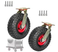 Roue En Caoutchouc Gonflable, Roulettes DeTransport Robustes for Chariot | Roue Fixe De Brouette Pneumatique, Charge Maximale 250kg, Ball Bearing, for Mobilier Chariots(25cm/10in,Swivel)