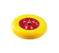 Roue de brouette - Universel - 480/400-8 - Jante rouge - Pneumatique jaune - Sur roulement à bille double étanchéité