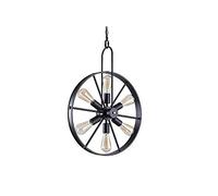 Roue rétro Lampe à Suspension Industrielle à 6 lumières pour loft, pentes de Vent Nordiques, Restaurant Occidental, Lampe Suspendue à Une tête, luminaire Dia 48 cm E27 pour la Maison, Le Porche, Le