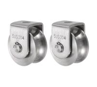 Roue Roulement SOURCING MAP 2 Kits 48mm Diamètre 400kg Charge Inox 304 Bloc Poulie pour Portail Coulissant 16mm Largeur U Rainure