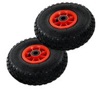 Roues de diable en caoutchouc - VIDAXL - 2 pièces - 245x82 mm - 3.00-4 - Noir et rouge - Capacité 100 kg