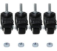 Roues de rechange avec freins, lot de 4, robustes, charge maximale 240 kg, filetage M8 x 25 mm, polyuréthane, roues pivotantes avec verrouillage pour chariots et meubles, noir