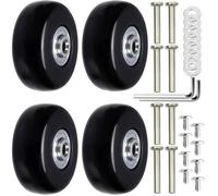 Roues de rechange pour valise - YYV - Pack de 4 - Noir - Plastique - Fixation à vis