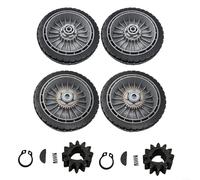 Roues de tondeuse à gazon de 20,3 x 5,1 cm avec alésage de 1,27 cm pour Honda HRR216 HRS216 HRT216 Pneus de rechange avant et arrière avec kit d'engrenage (4 pièces avant et arrière + 2 vitesses)