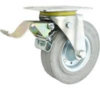 Roues en métal-caoutchouc GRAU Roue de rechange en caoutchouc 250mm / 220kg dans des boîtiers basculants avec frein, pneus pleins jantes en acier Roues de transport (95SH)