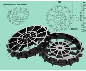 Roues motrices, jeu de 2 profilés offroad pour WORX Landroid L WR153E WR155E L1500