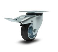 ROUES PIVOTANTES 125/100/80 mm AVEC FREIN ROULETTES PIVOTANTES SILENCIEUSES EN CAOUTCHOUC POUR CHARIOTS À CHARGE LOURDE, MEUBLES, APPAREILS ÉQUIPEMENTS, ÉTABLI (80 mm, 1)
