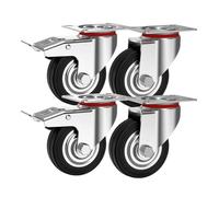 Roues pivotantes avec frein, roulettes silencieuses en caoutchouc, pour chariot à chargement lourd, appareils électroménagers, bancs de travail (160 mm, 4)