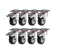 Roues pivotantes avec frein, roulettes silencieuses en caoutchouc, pour chariot à chargement lourd, appareils électroménagers, bancs de travail (125 mm, 8)