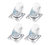 Roues Pivotantes Universelles 4pcs en PP Blanc avec Support Métal Diamètre 1" pour Meubles, Appareils