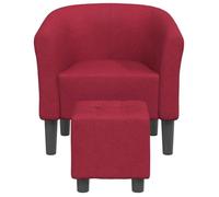 Rouge 1 PC Fauteuil d'appoint - SOlOMON - Chaise cabriolet - Pour salon - avec repose-pied - rouge bordeaux tissu FF2996