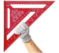 (Rouge)12 Pouces Equerre Menuisier en Alliage D'aluminium, Regle Triangulaire Métrique pour Mesure D'angle Charpentiers Ingénieu