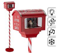 Rouge, Boîte aux lettres de Noël sur pied avec Père Noël, BOÎTE À MUSIQUE LED, décoration de Noël 27x20x150 cm