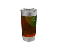 Rouge moucheté d'huile contre vert vif. Gobelet isotherme en acier inoxydable double paroi