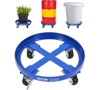 VEVOR Porte-Fût 55 gal Chariot à Baril Capacité de Charge 907 kg avec Traverses, 4 Roulettes Pivotantes, Socle Rouleur Anti-basculement, pour Manutention Fûts Tambours Bidons Huile Entrepôt, Bleu