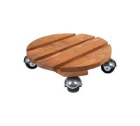 Roule Plante Rond Basics 30cm 70kg 4 Roues Bois Naturel Marron